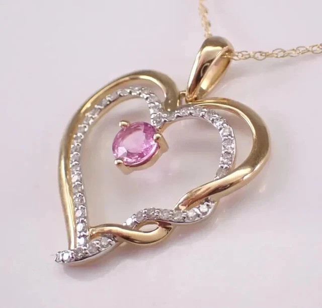 1Ct Round Cut Real Moissanite Heart Religious Pendant 14K Yellow Gold Plated