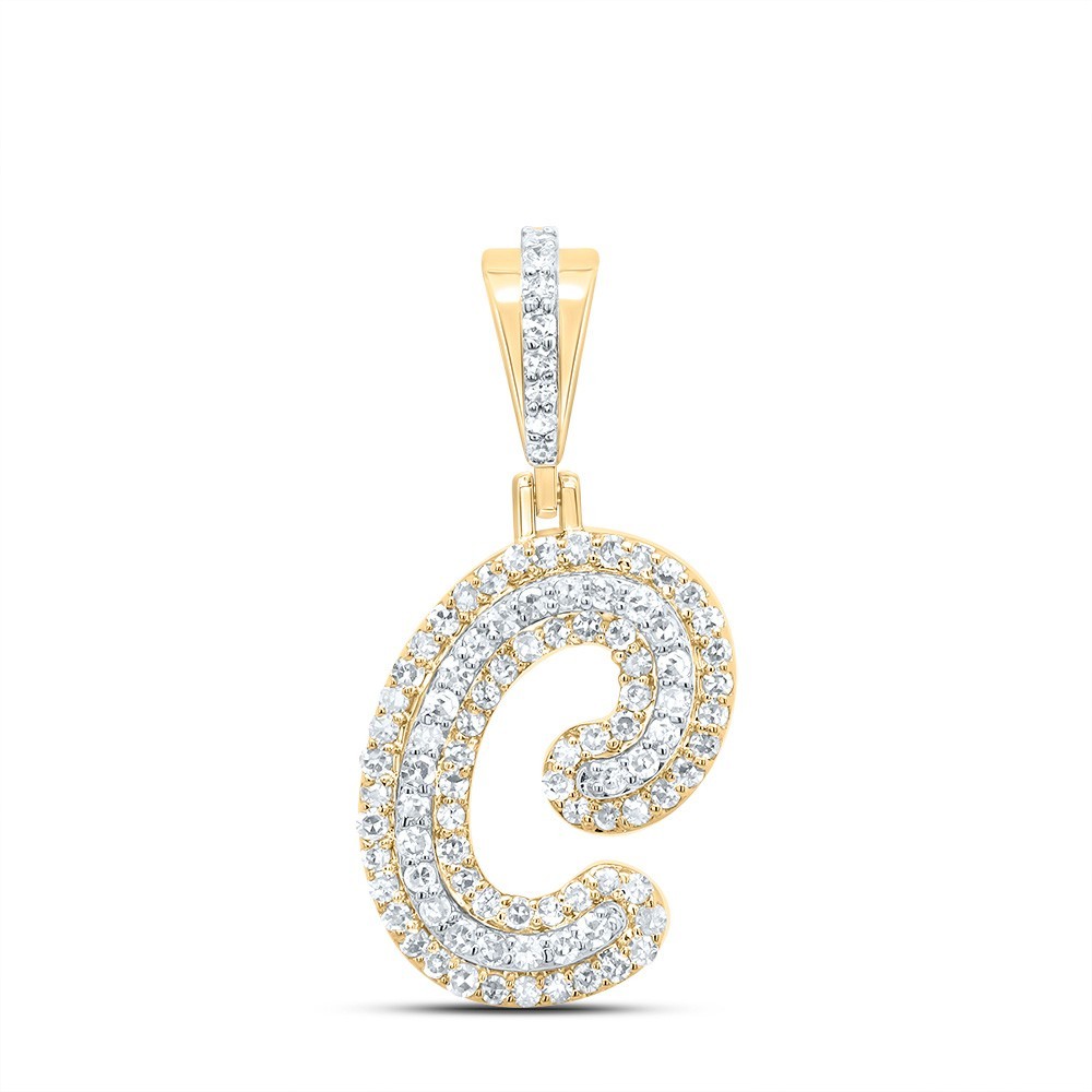 0.34CTW Natural Diamond 10k Yellow Gold 1.53g Initial Letter “C” Pendant Charm