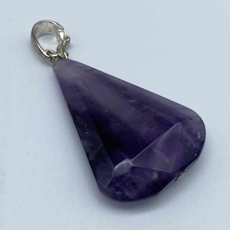 Deb Gayer Sterling Silver 925 Amethyst Faceted Shield Wedge Pendant 2.25″