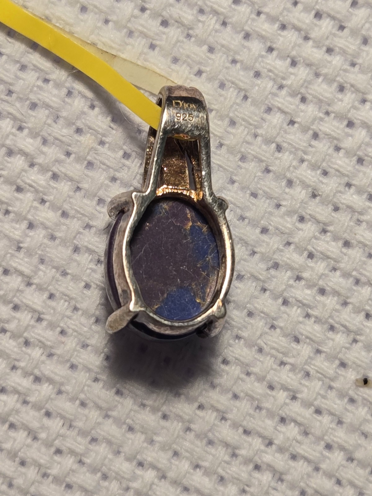 925 Sterling Silver Oval Mojave Turquoise Charm Pendant, Blue Purple Prong