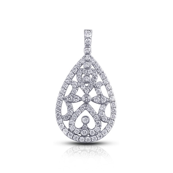 1.39ctw E VS1 Round Brilliant Earth Mined Certified Diamonds White Gold Pendant