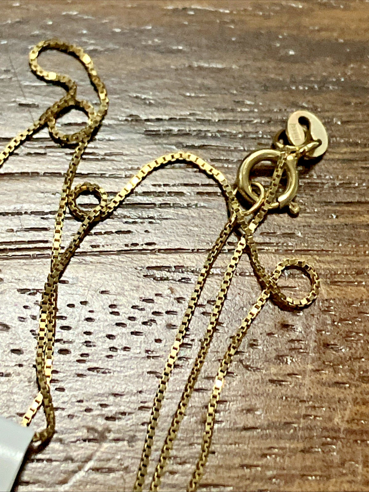 10kt Real Solid Gold Thin Box Chain Necklace 1gram 20” GND Brand New with Tag