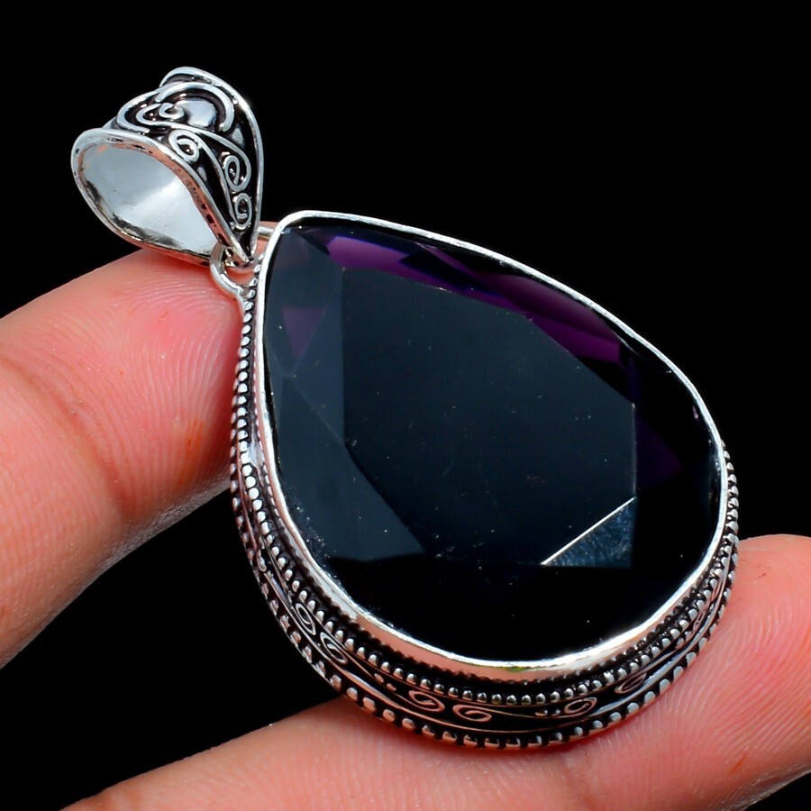 Purple Amethyst Gemstone Handmade 925 Sterling Silver Anniversary Gift Pendant