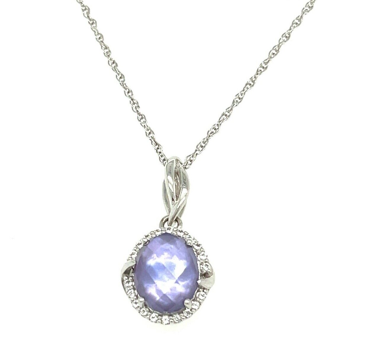 NEW Pendant in Sterling Silver with white sapphires and Opaque Gem stone
