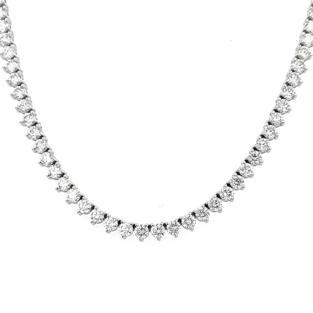 12Ct Round Cut Lab Grown Diamond Women’s Tennis Necklace 14K White Gold Over 18″