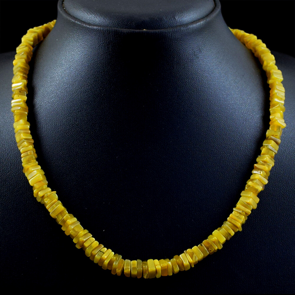 Single Strand 165.00 Cts Natural Yellow Agate Heishi Beads Necklace NK 20E92