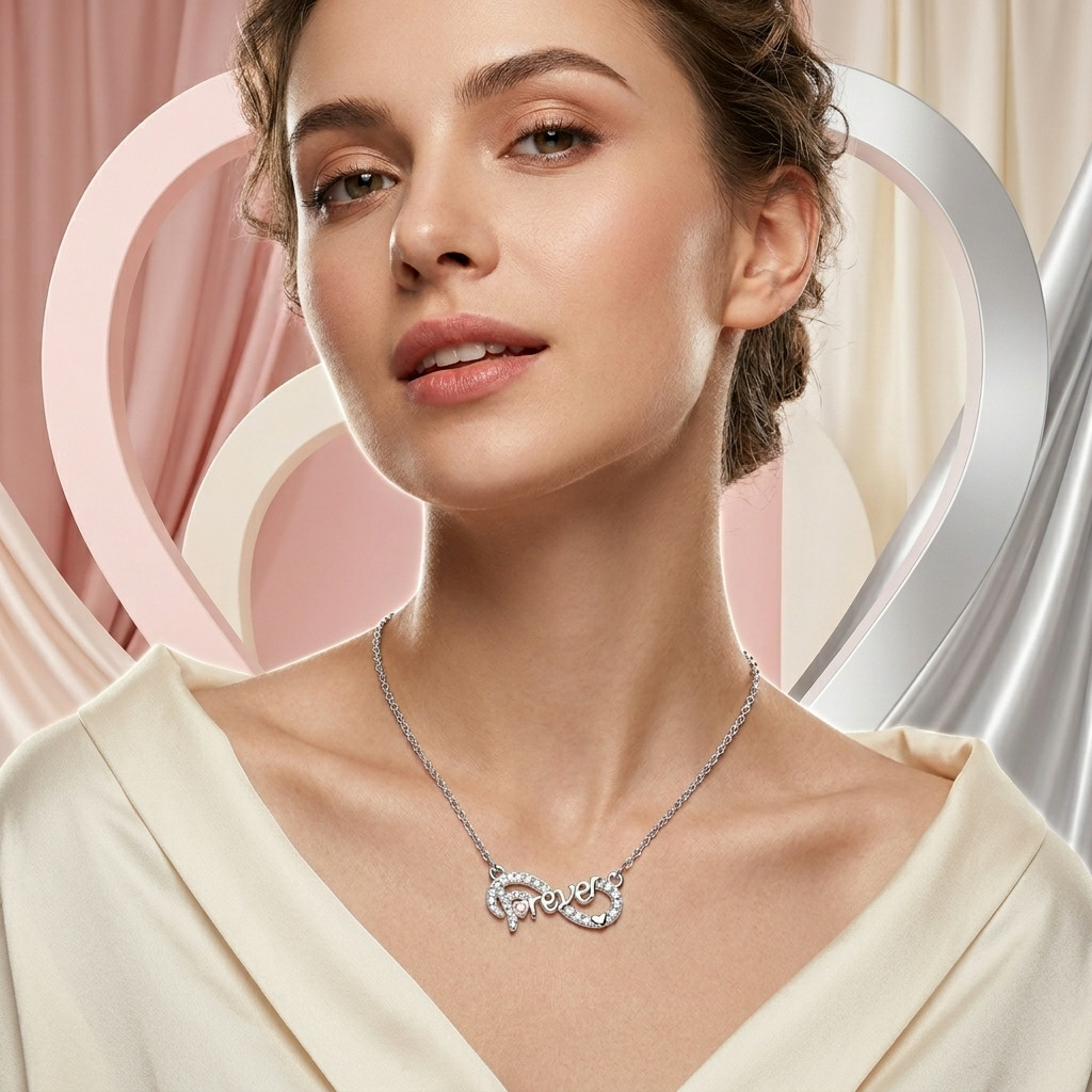 1/4 CT Moissanite and Lab Grown Pink Diamond Necklace in 925 Sterling Silver