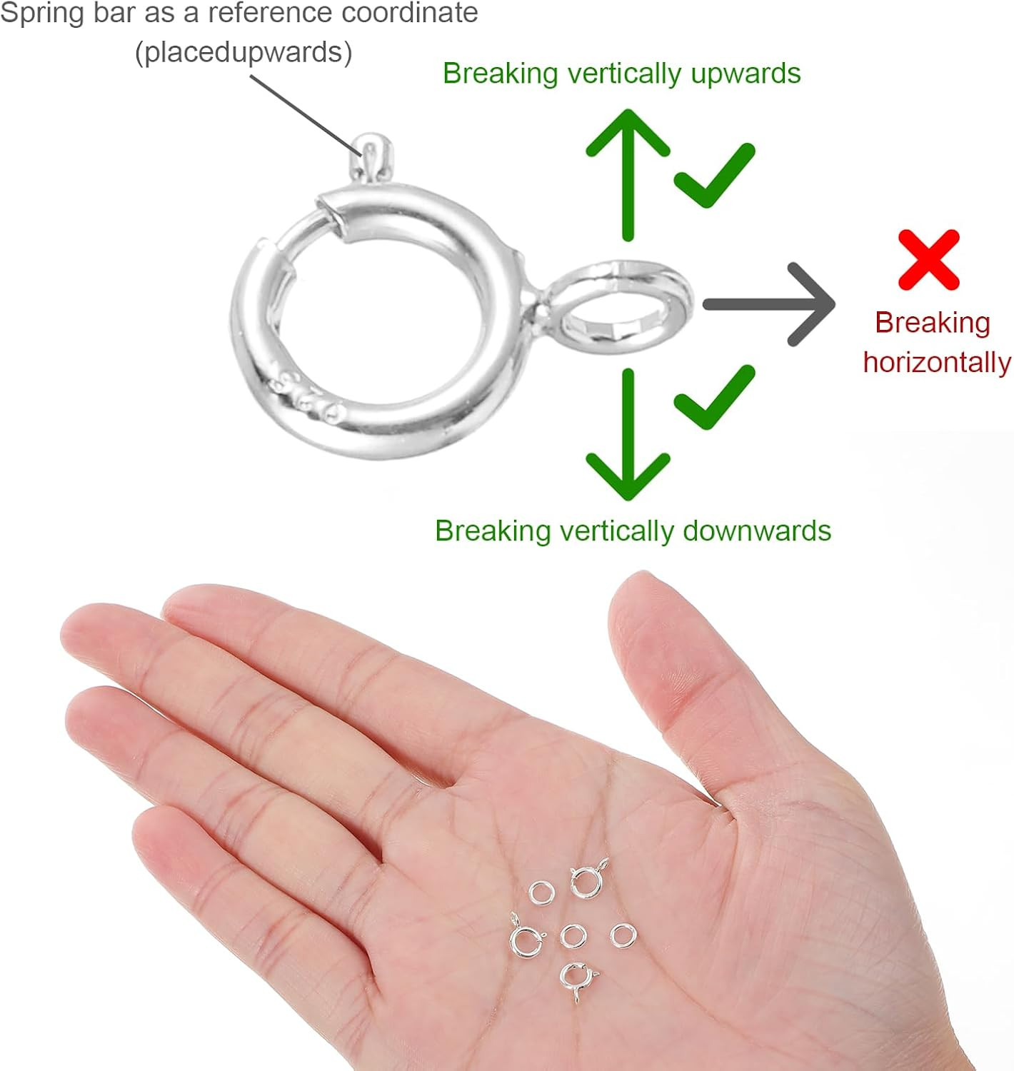 7 Sets 925 Sterling Silver Necklace Clasps and Closures 5Mm Spring Ring Clasp Je