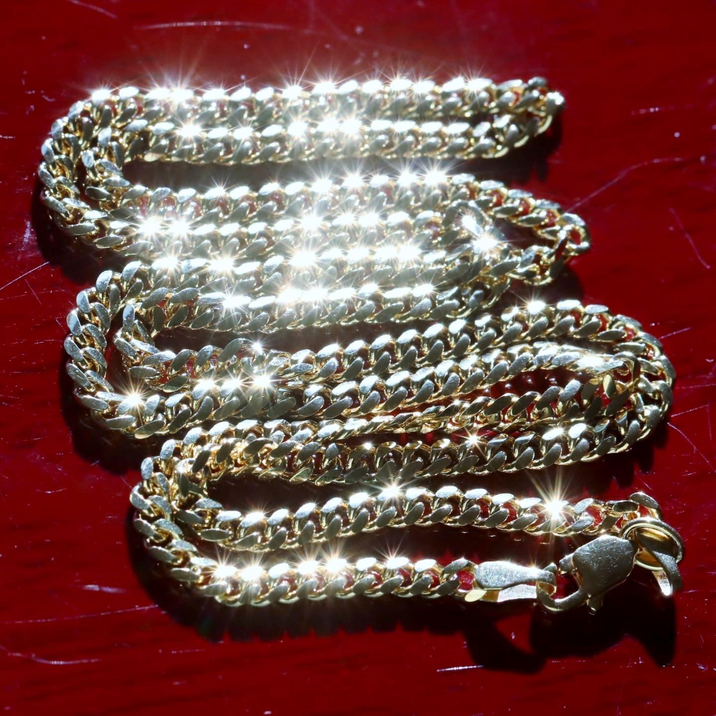 10k yellow gold necklace 18.25″ diamond cut solid Cuban link chain 8.30g N3394