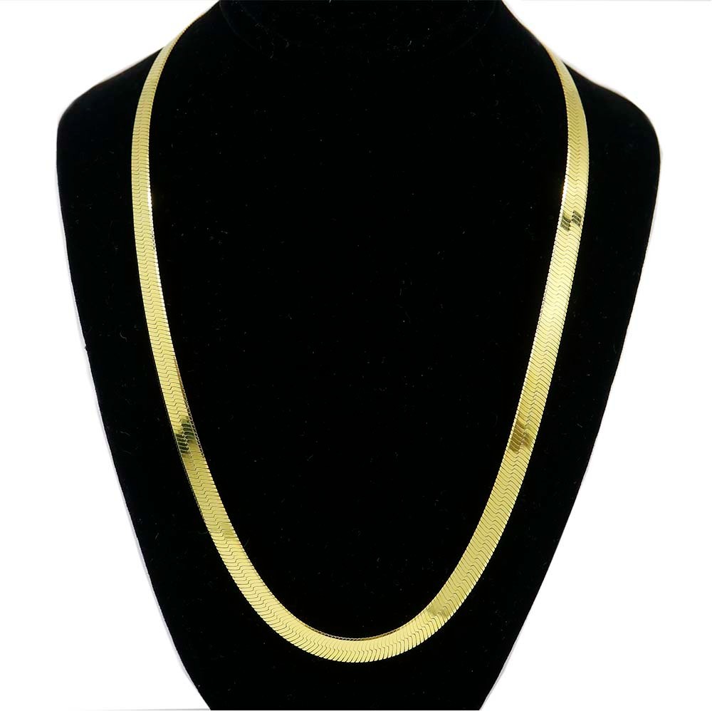 Italian Made 925 Sterling Silver 5MM Gold Herringbone Chain Necklace 16″-24″