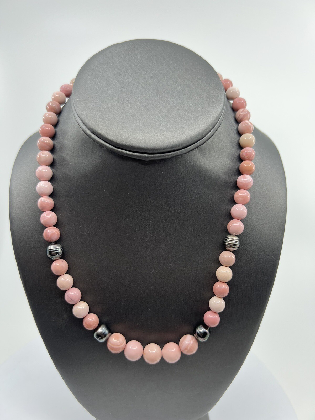 Jay King Pink Opal and Black South Sea Cultured Pearl Beaded Necklace