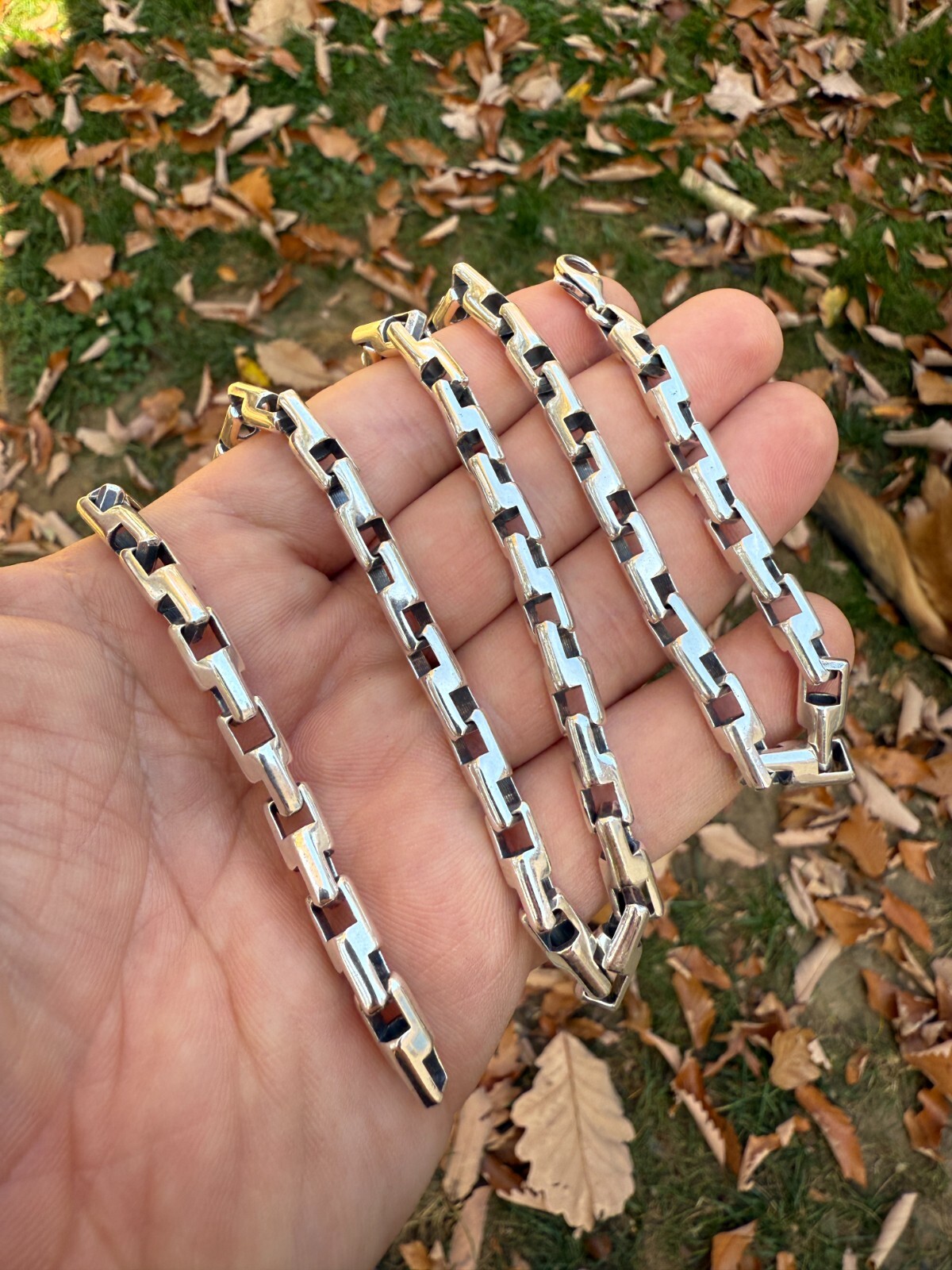Handmade Custom 6mm Bullet Rolo Chain Necklace Real 925 Sterling Silver Oxidized