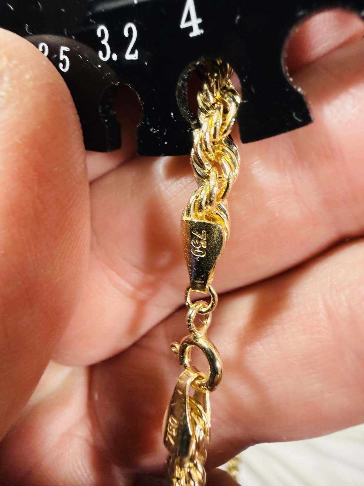 18K 750 Dubai Fine Genuine Gold Rope Chain Necklace 23.5” /24 Long 9.43g 4mm