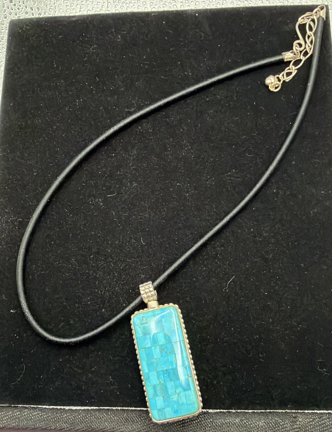 Vintage DRT Jay King Mine Finds Mosaic Opal/Mosaic Turquoise Pendant Necklace