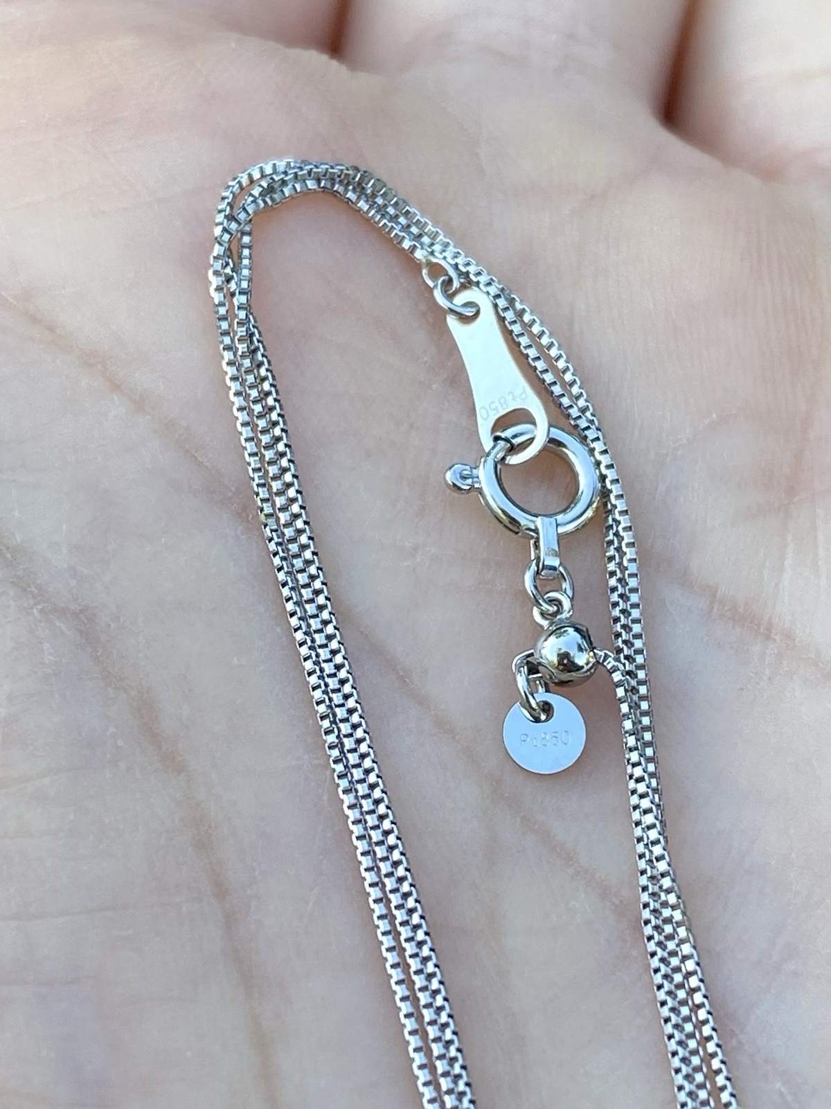 New Solid Platinum Box Chain Necklace – 18 Inches, 1.52 Grams