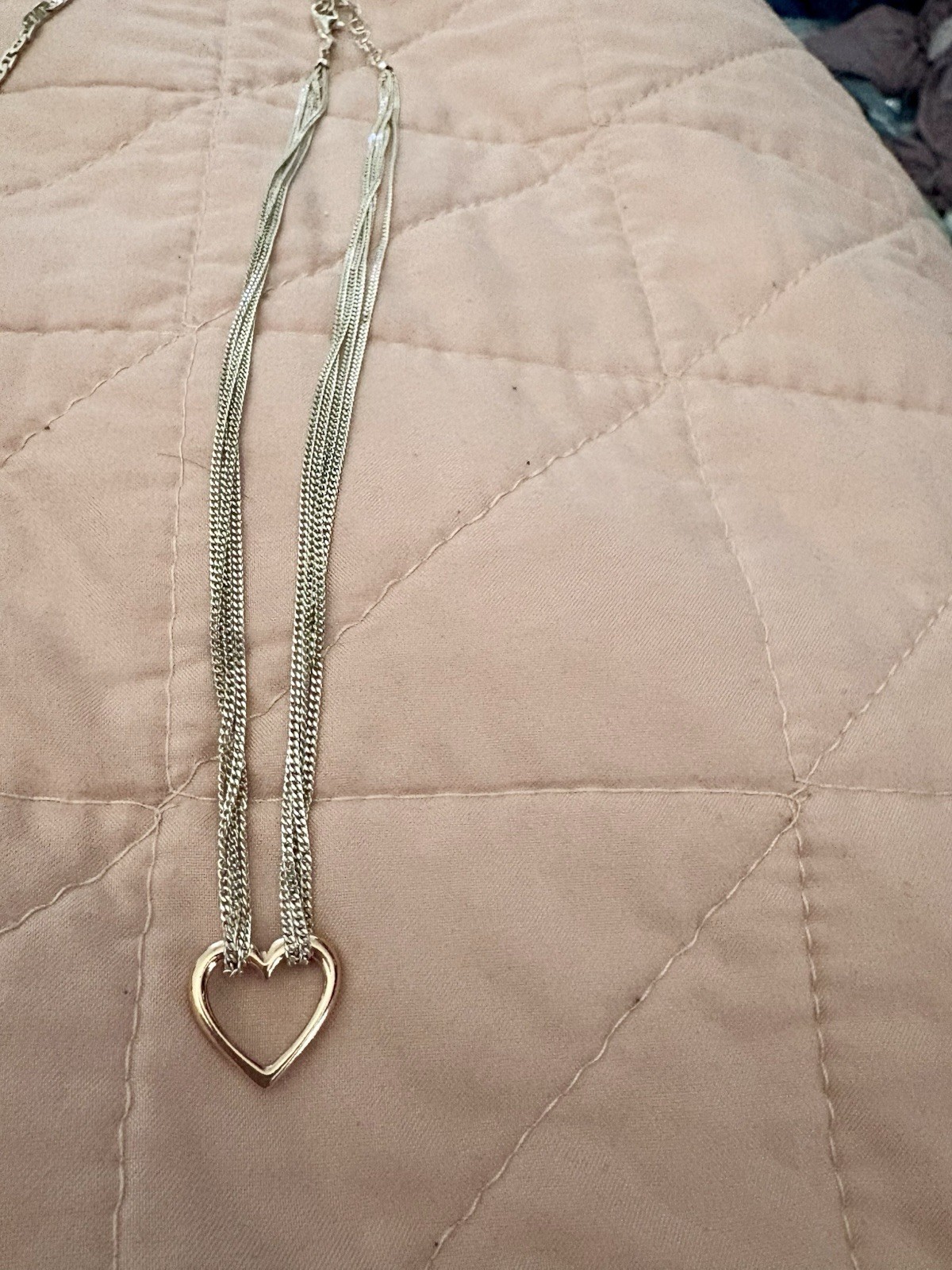 Heart necklace Sterling Silver Multi-chain W/ Rose gold 18”- Valentines gift