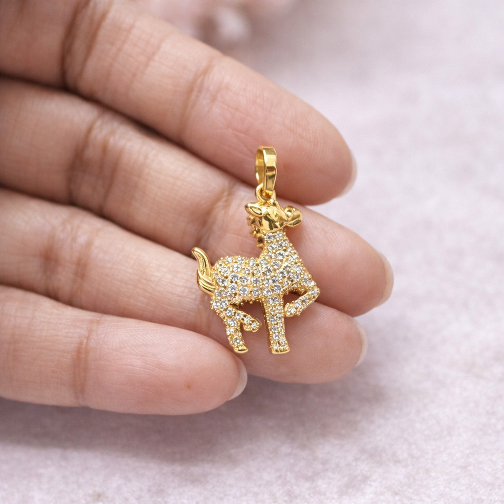 925 Sterling Silver Horse Pendant CZ Gemstone Accent Jewelry Gift