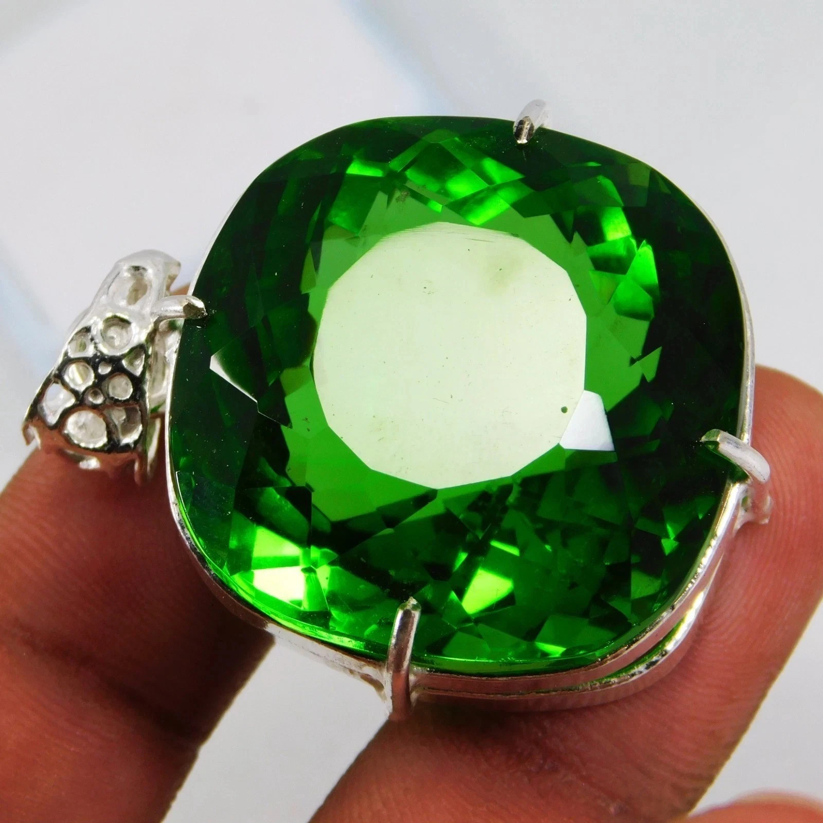 Certified 100 Ct Green Color Tsavorite Garnet Pendant Cushion Natural Gemstone
