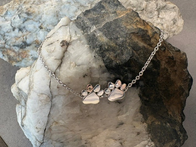 Clogau 9ct Rose Gold Paw Prints Sterling Silver Double-Paw Bracelet 16-18.5cm