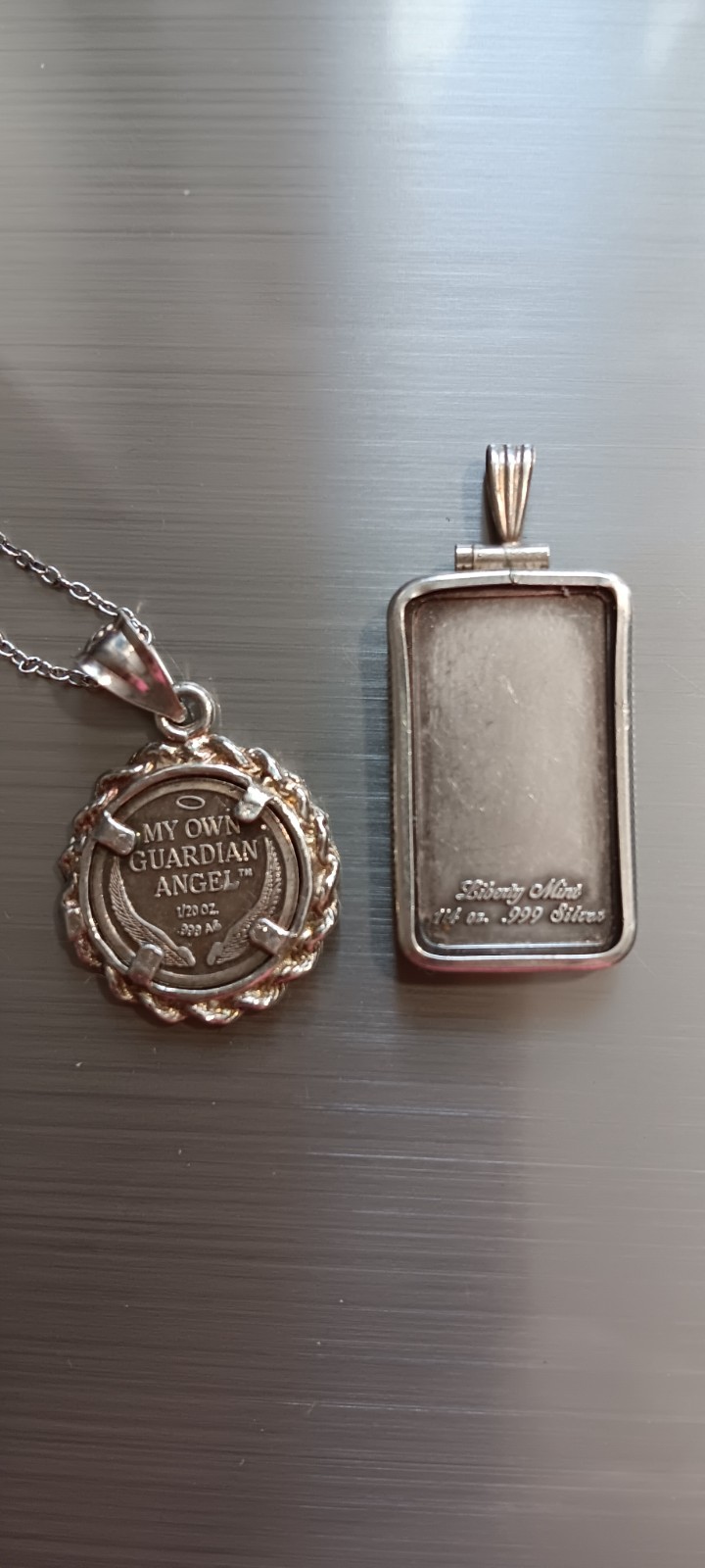 .999 Guardian Angel Necklace and Liberty Mint Panda Pendant