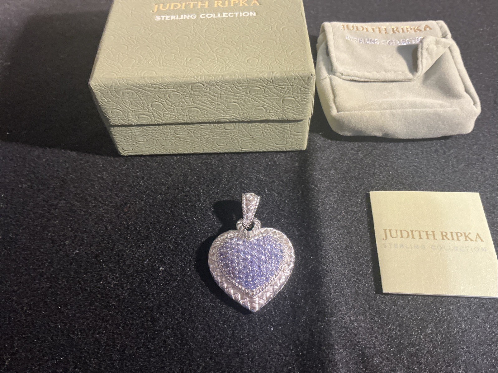 Judith Ripka Sterling Silver 2.4 Ct Tanzanite Heart Pendant Enhancer QVC NEW