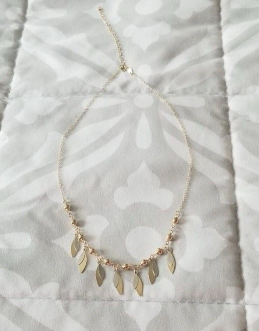 14k Multi Tone Yellow Gold and White Gold Fashion Necklace