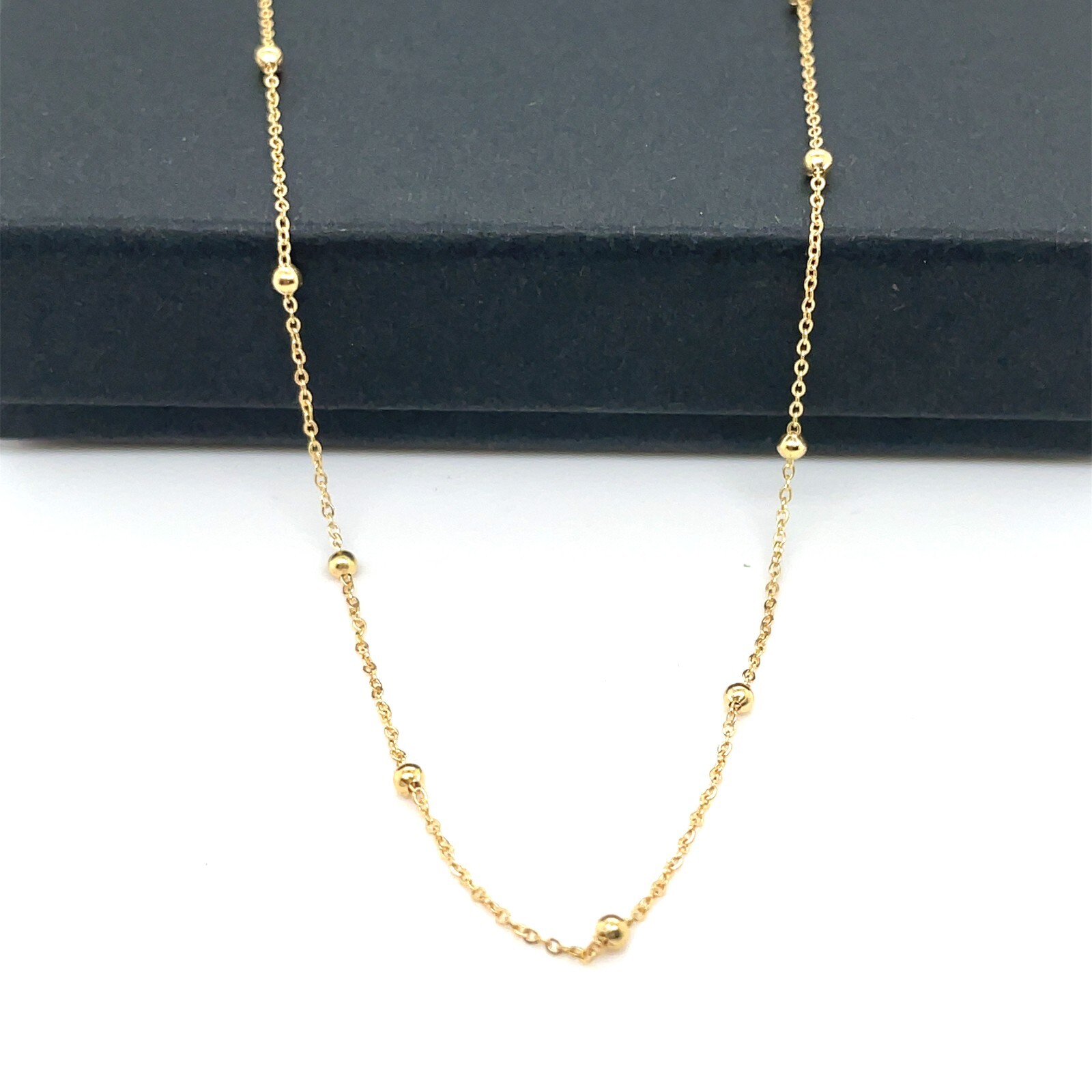 9ct Gold Flat Trace Bead Chain Necklace Link 2mm Ladies Womens 16 18 20 22 24″