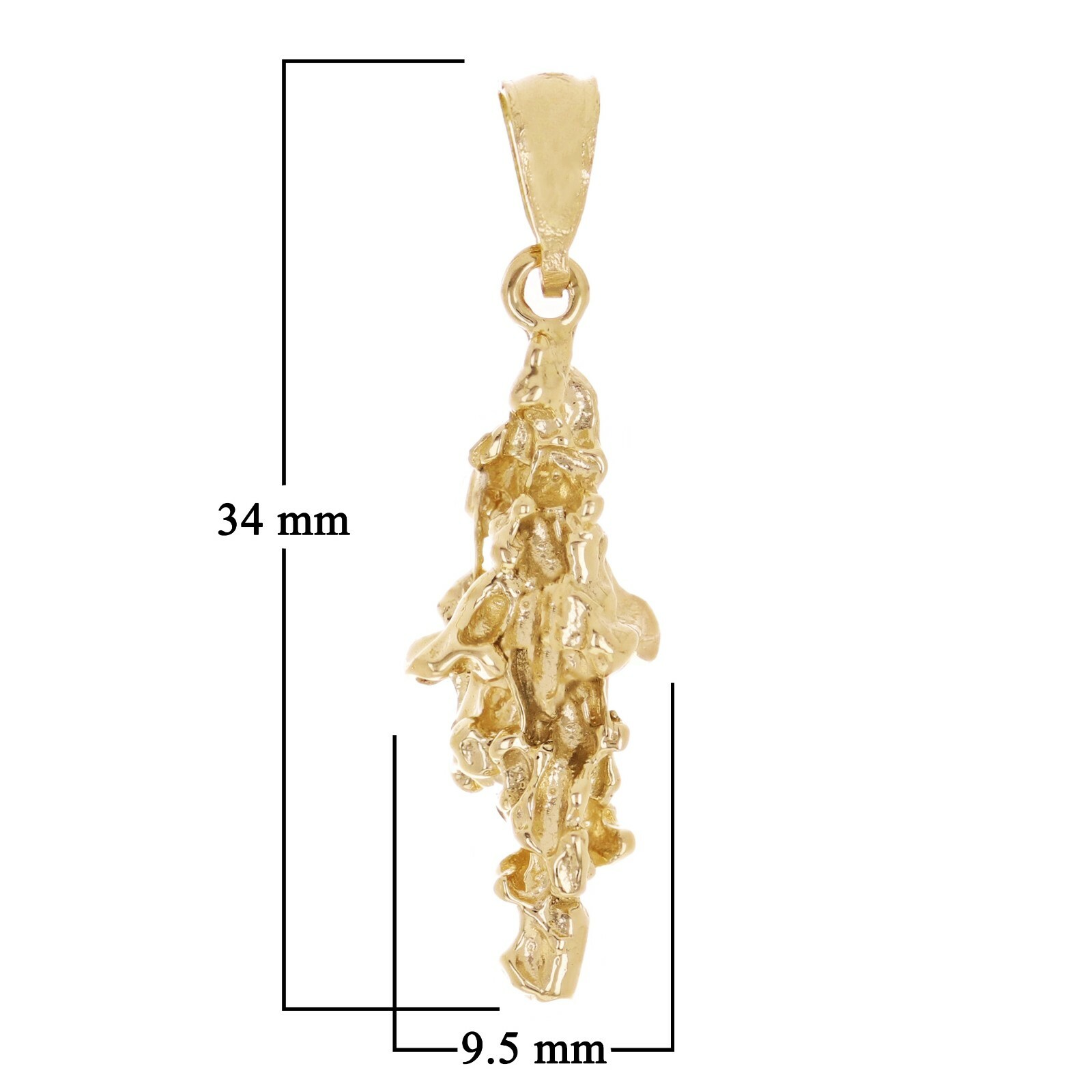 10k Yellow Gold Solid Free Form Nugget Charm Pendant 1.3″ 3 grams