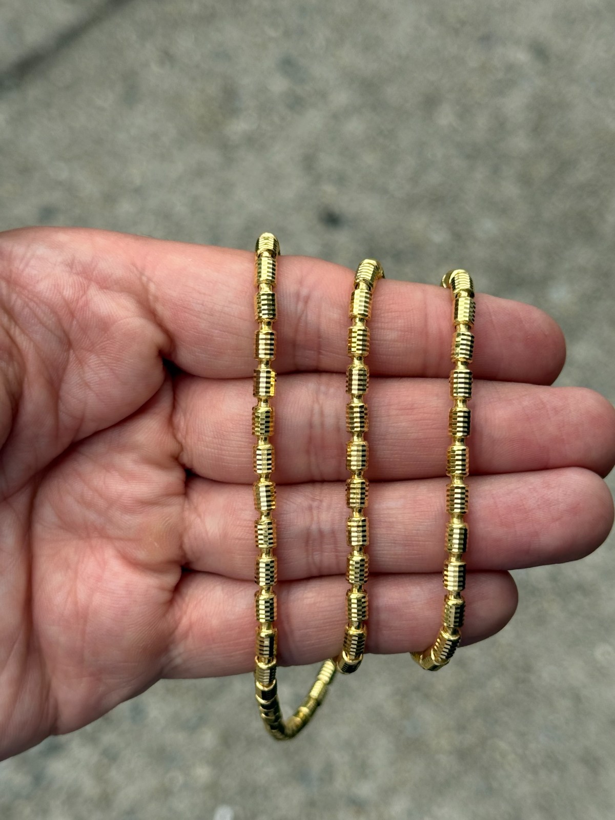 Barrel Chain Necklace 14k Gold Plated 925 Sterling Silver Diamond Cut 4mm ITALY