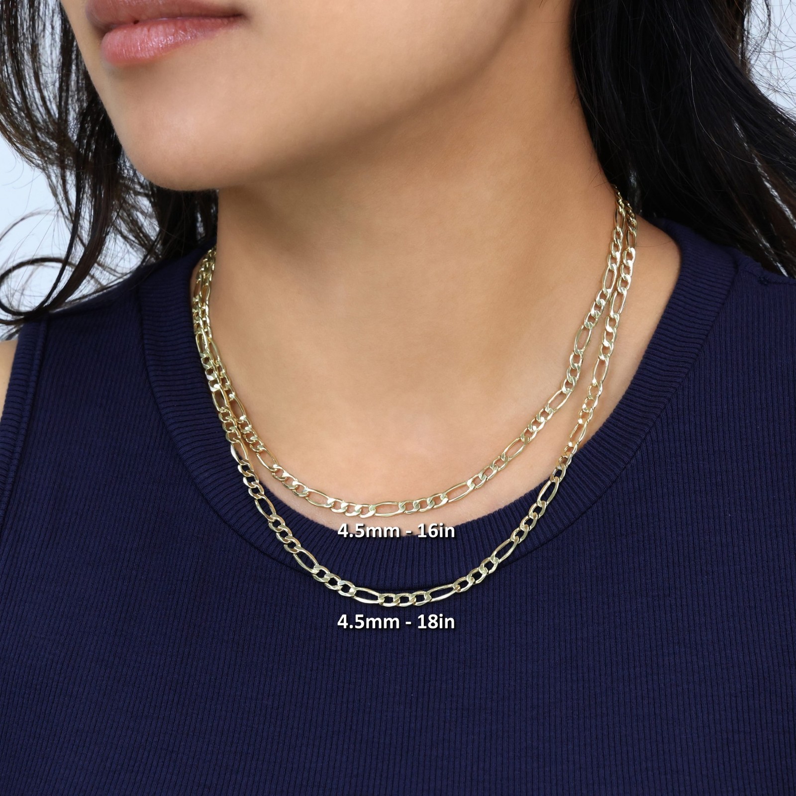 14K Yellow Gold 4.5mm Figaro Chain Link Italian Necklace Mens Womens 16″- 30″