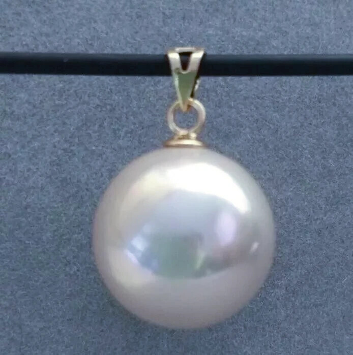 new huge 15-14MM NATURAL WHITE SOUTH SEA PEARL PENDANT NECKLACE 14K gold