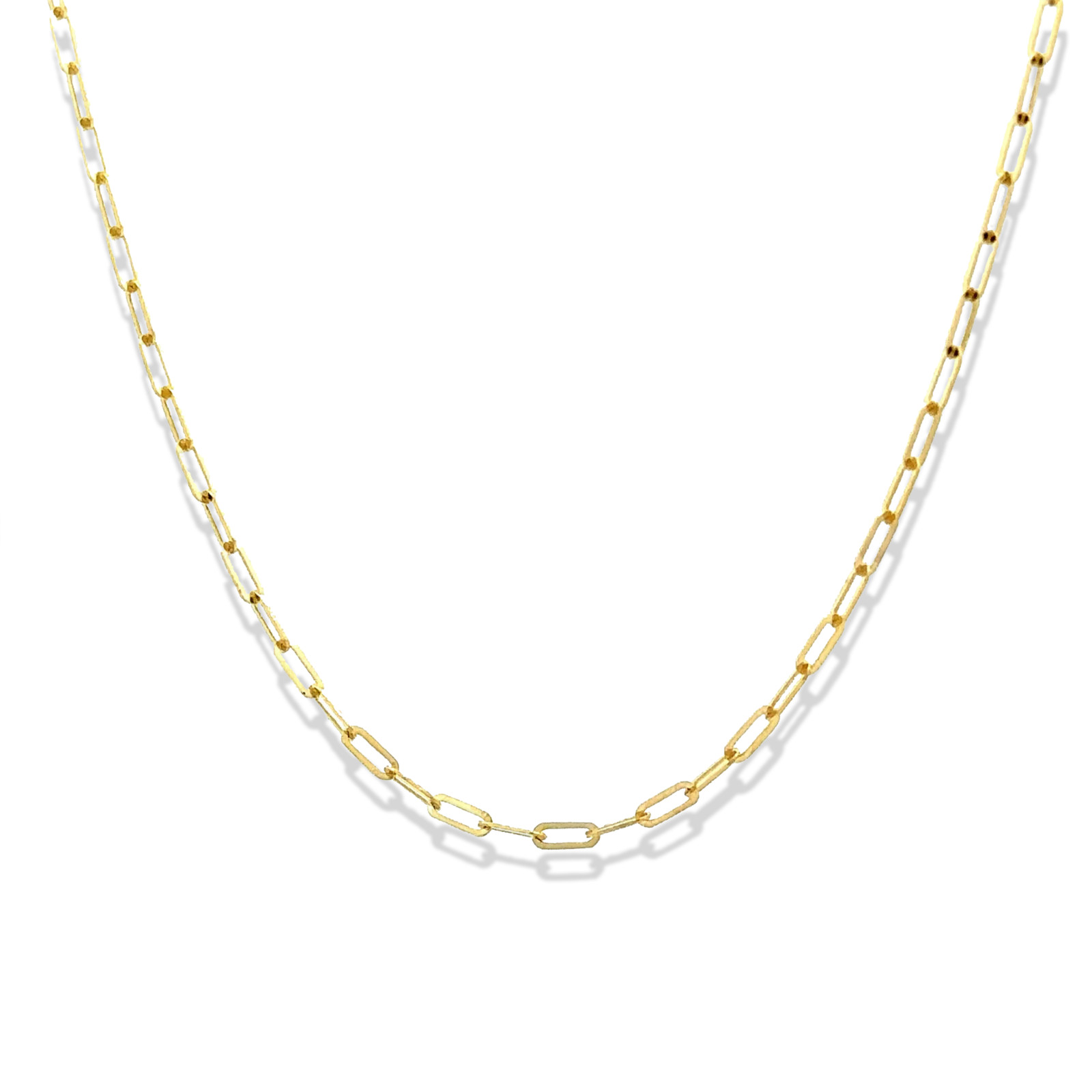 14k Gold Chain 1.5mm Solid Necklace Paper Clip Chain 14″ 16″ 18″ 20″ Fine Fancy