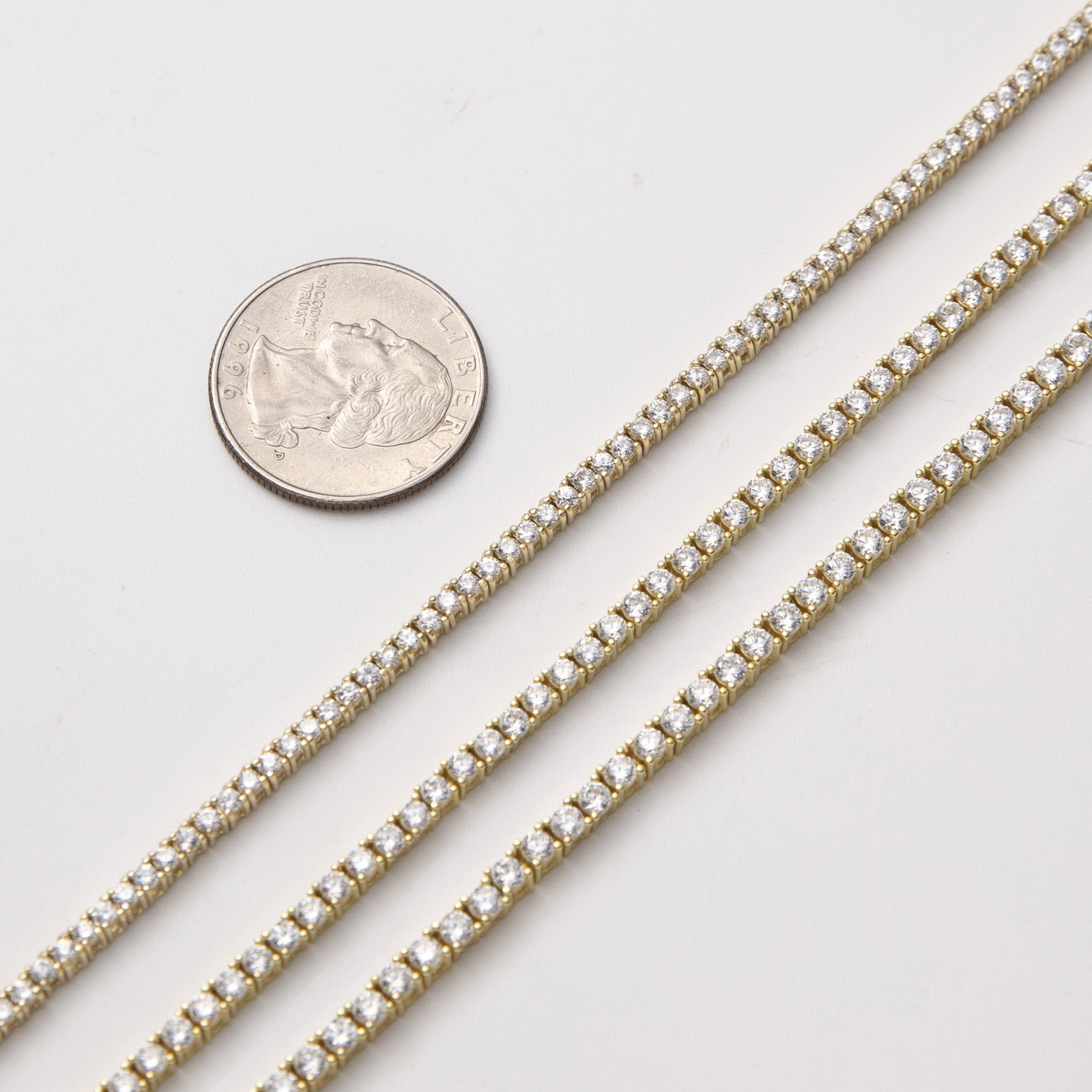 Round-Cut Tennis Chain Necklace 14K Yellow Gold-Plated Silver