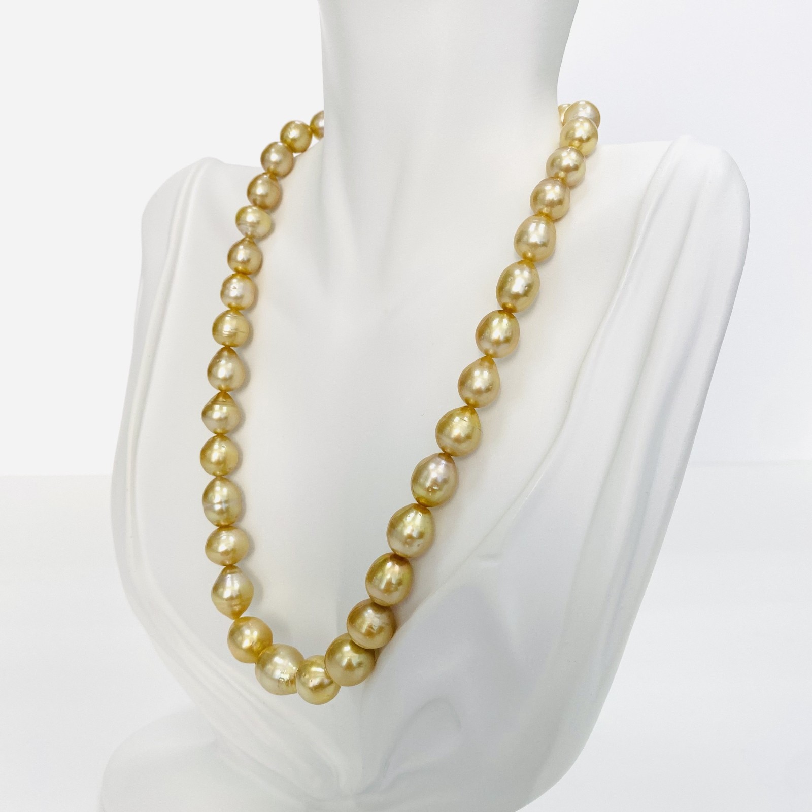 Golden South Sea Pearl Necklace Loose Strand 8mm to 11mm Drops/Ovals/Buttons Mix