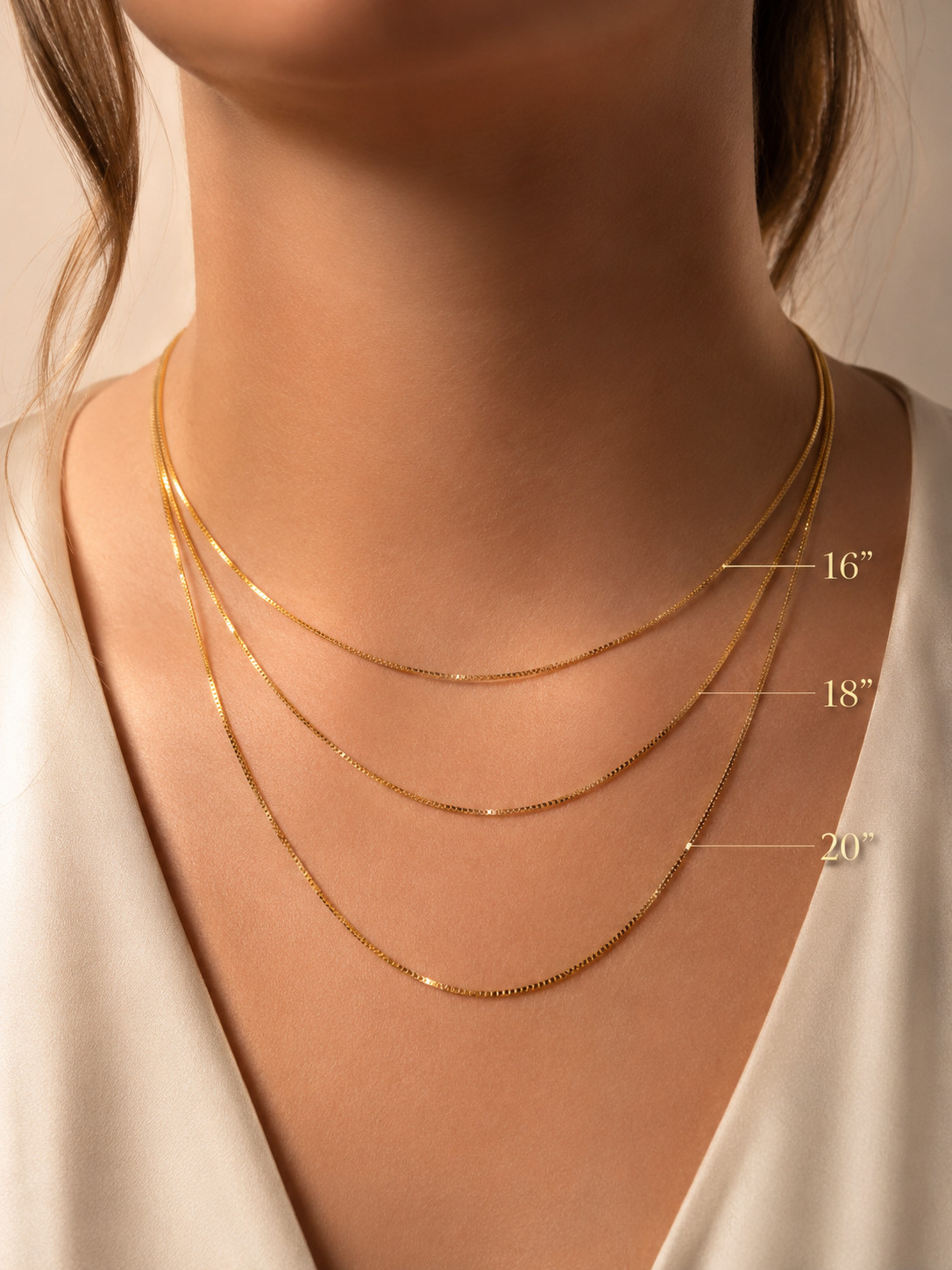 14K Solid Gold Diamond Cut Box Chain 0.7mm 0.8mm Necklace 16″ 18″ 20″