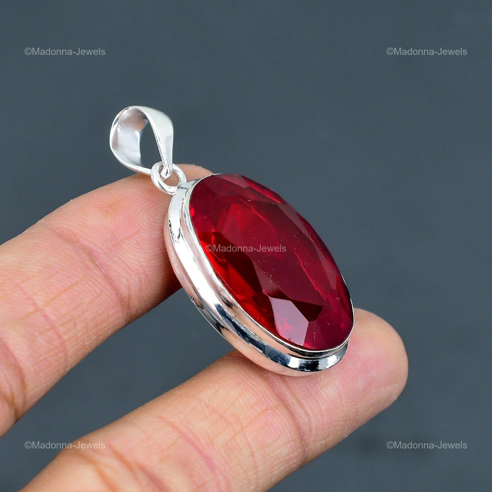Mothers day Deal Sterling Silver Mozambique Garnet Gemstone Boho Pendant Jewelry