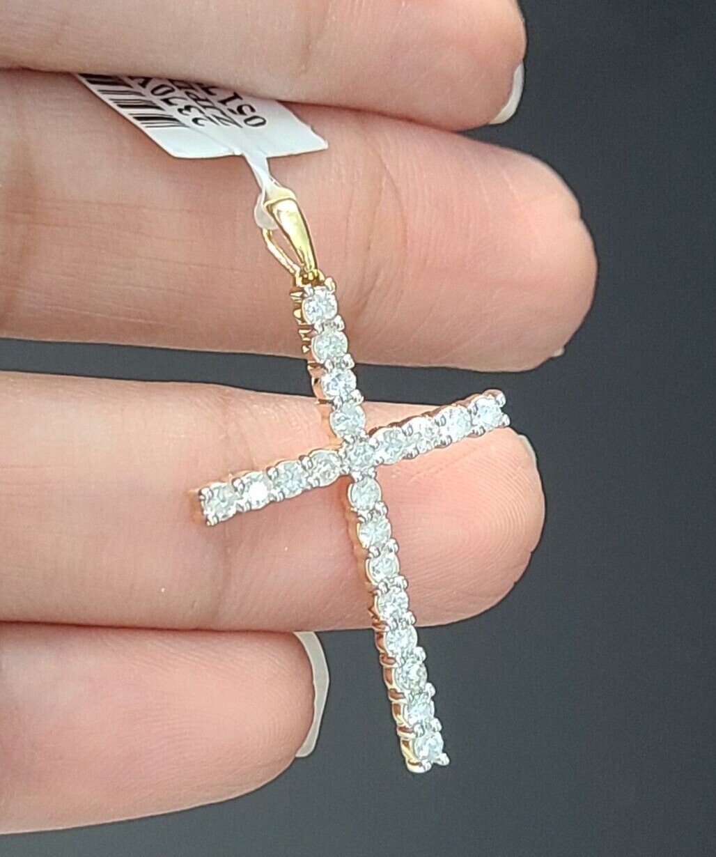 Deal! 0.75CTW GENUINE DIAMOND CLUSTER CROSS PENDANT CHARM IN 14K GOLD 34MM