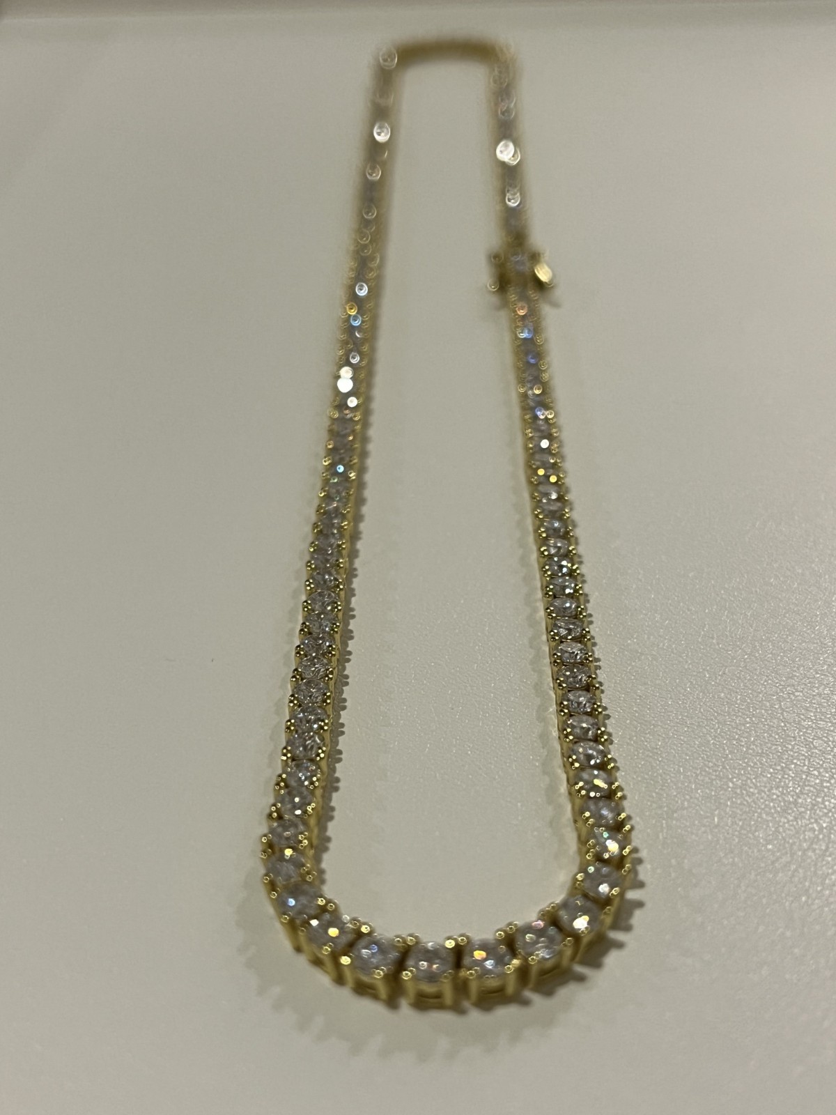 3mm Flawless D Color Moissanite Tennis Necklace Set In 18k Yellow Gold (20 Inch)