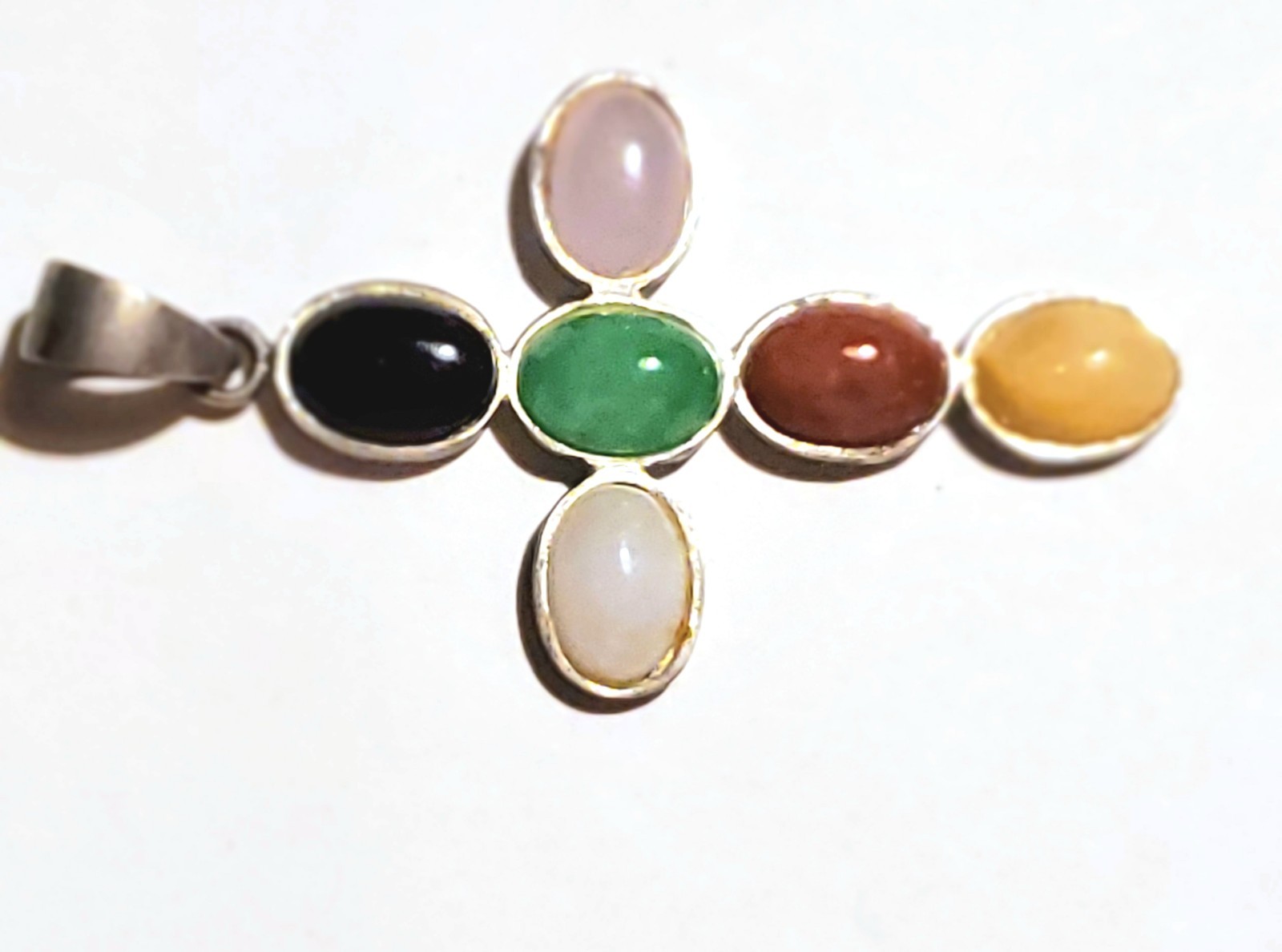 Multicolor Cross Pendant 925 Sterling Silver Black Green Red Yellow Rose White