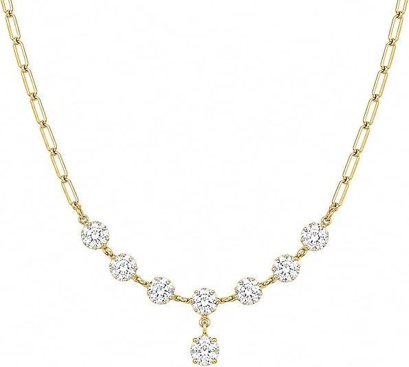 Elegant 5CT Round Moissanite Necklace 18″ 14K Yellow Gold Plated D Color VVS1-VV