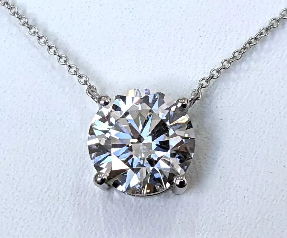RARE 10 Ct White Diamond Solitaire Pendant Necklace-Tariff Free USA