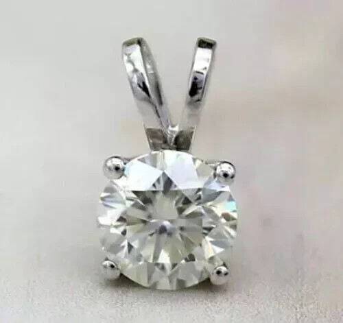 3Ct Round Cut Lab Created Diamond 14k White Gold Plated 925 Solitaire Pendant