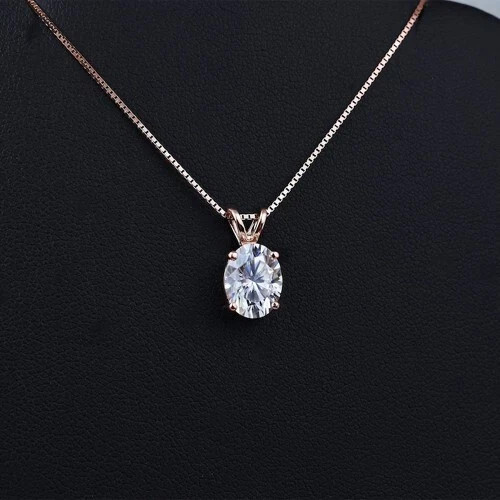 5.00 Ct Certified Lab Grown White Diamond Solitaire Pendant Oval Cut