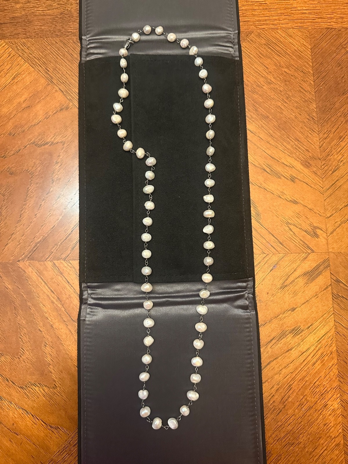 Silpada 925 Sterling Silver Freshwater Pearl Station Necklace Long