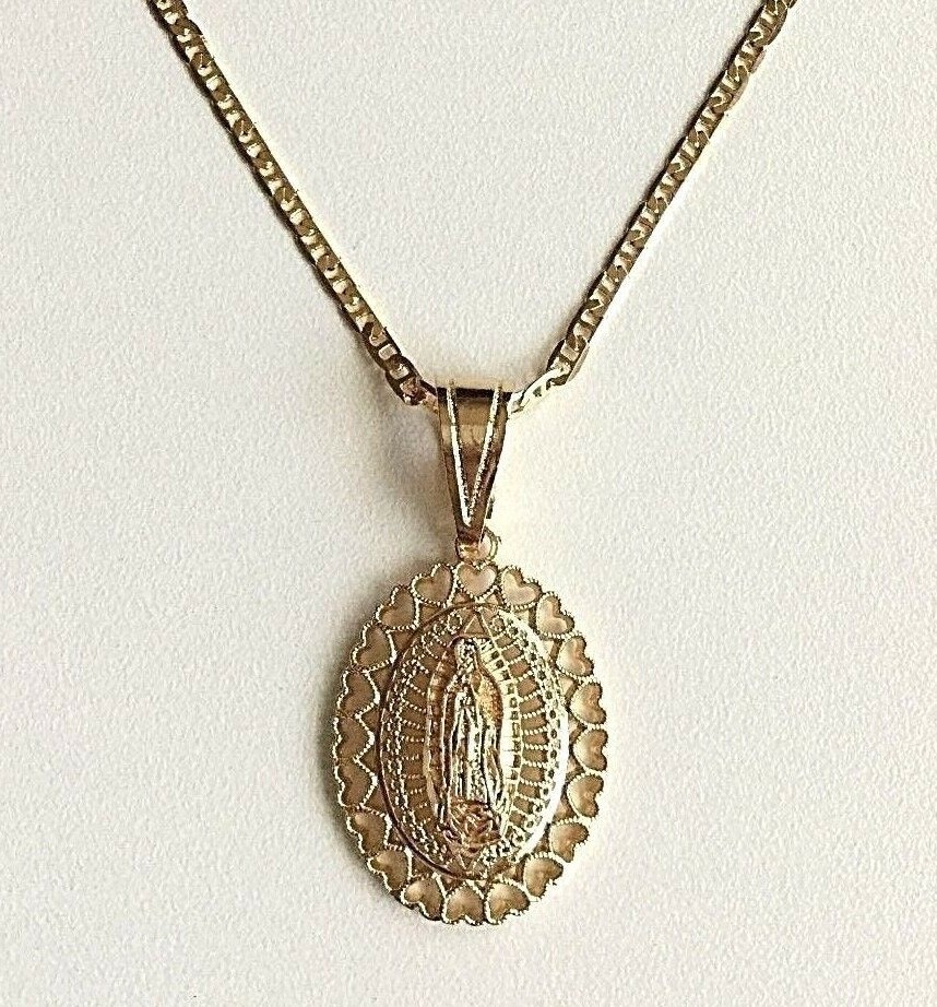 18K GOLD FILLED CADENA DE GUADALUPE-18″/GUADALUPE NECKLACE-18″ LONG. 30X22mm