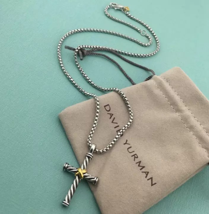 David Yurman Cable Chain Cross Pendant Necklace