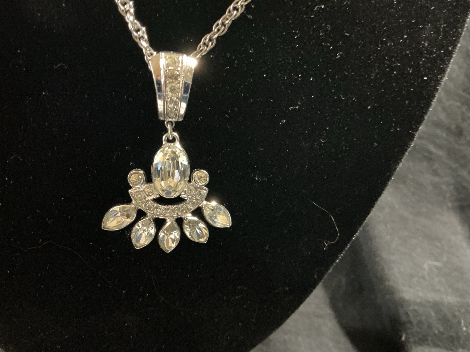 Sterling Silver 925 Marcasite Pendant with Clear Center Stone