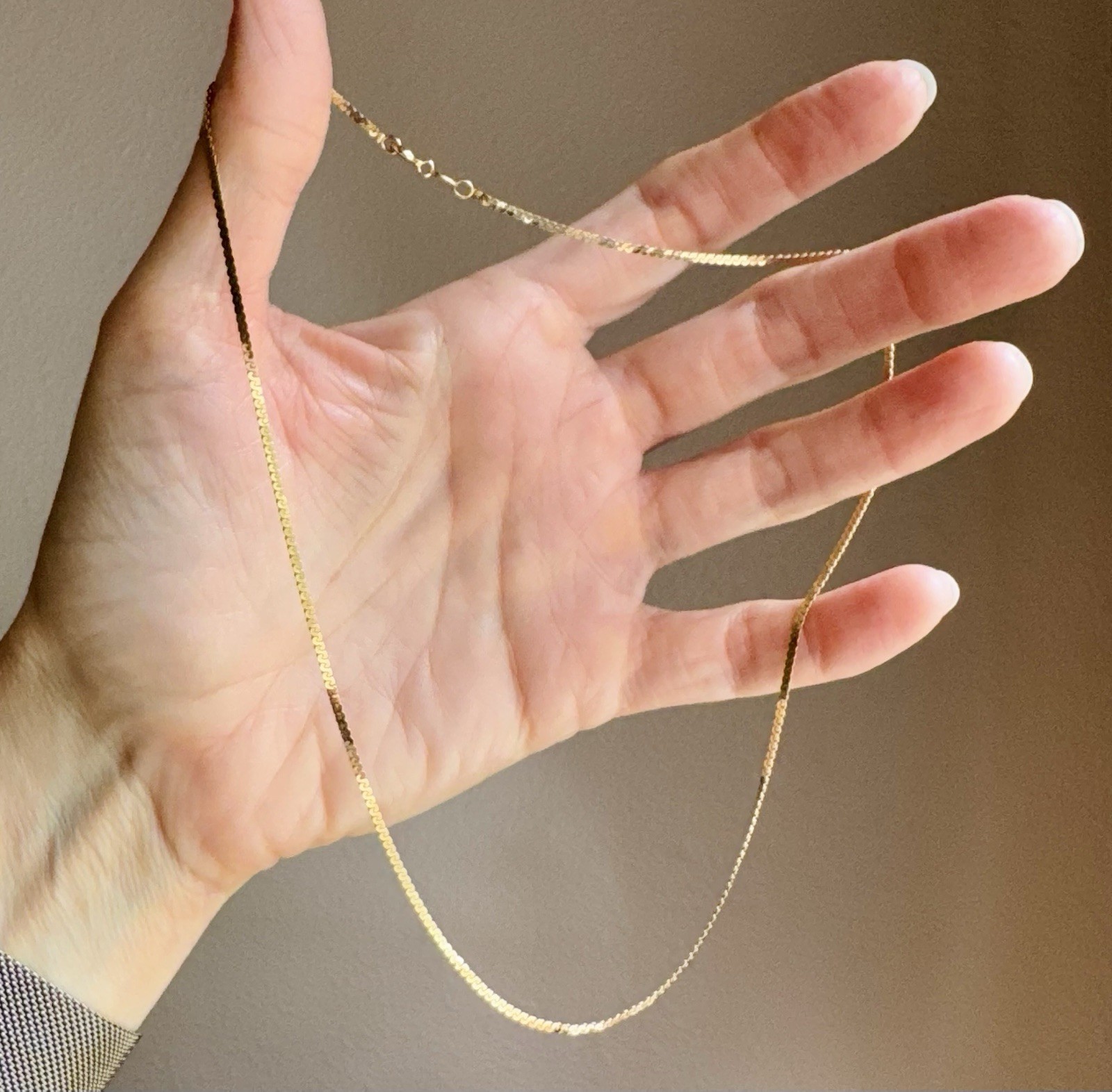 Vintage 14K 585 Yellow Gold 17 In. 1.5mm Serpentine Chain Necklace Unisex 3.4g