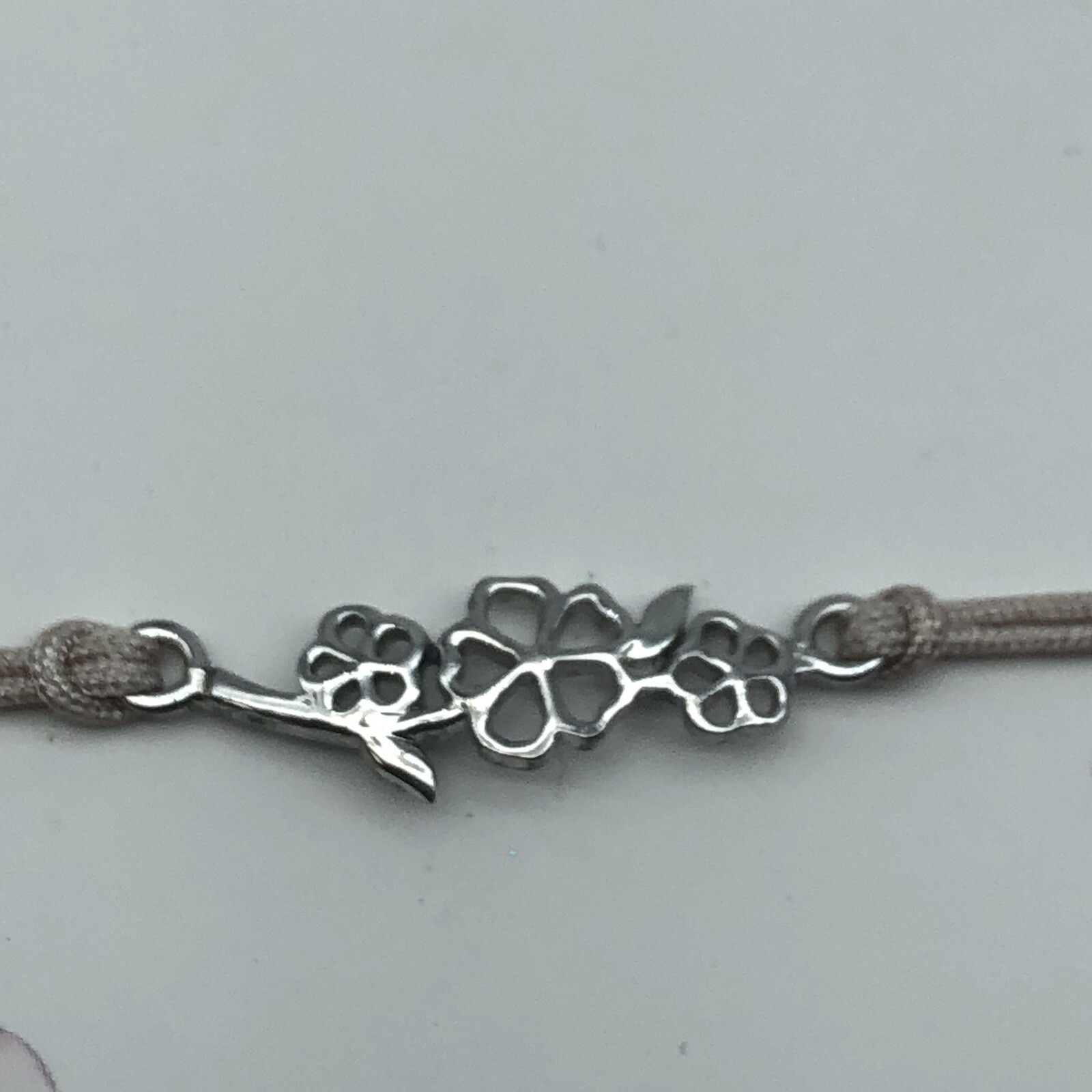 Sterling Silver Cherry blossom March Birthday jewelry lot of 2 necklace bracelet