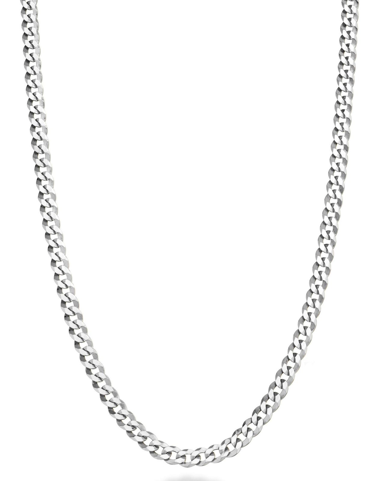 925 Sterling Silver Diamond Cut Cuban Link Curb Chain Necklace for Men & Women